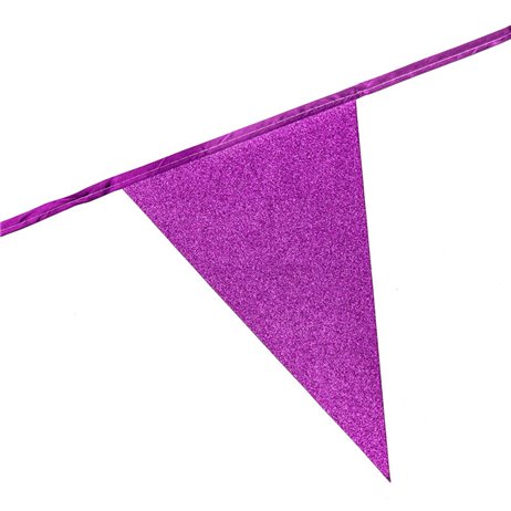 6 m. Vimplar med glitter fuchsia XL flagga