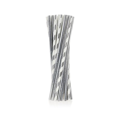 24 st Pappersugrör Twist silver - 6 mm