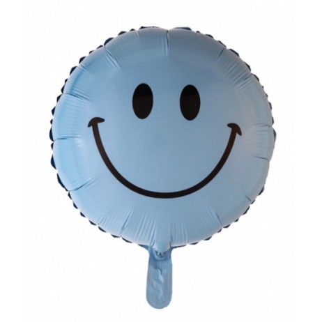 Smiley ljusblå folieballonger 18"