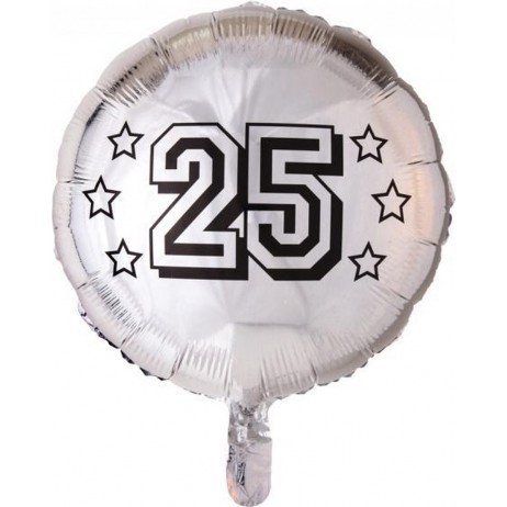 25 silver folieballonger 18"