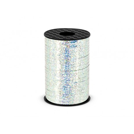 225 meter Holografiskt silver presentband 5 mm