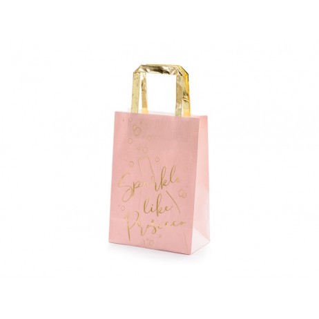 6 st Prosecco rosa presentpåsar med handtag 18x26x10cm