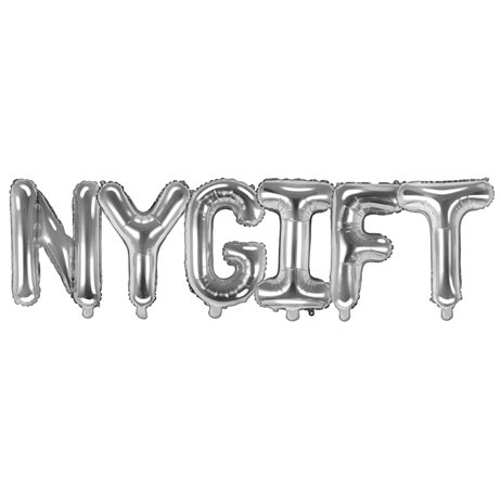 Nygift - text 14" paketerad i set - silver