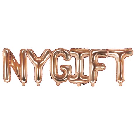 Nygift - text 14" packad i set - roséguld