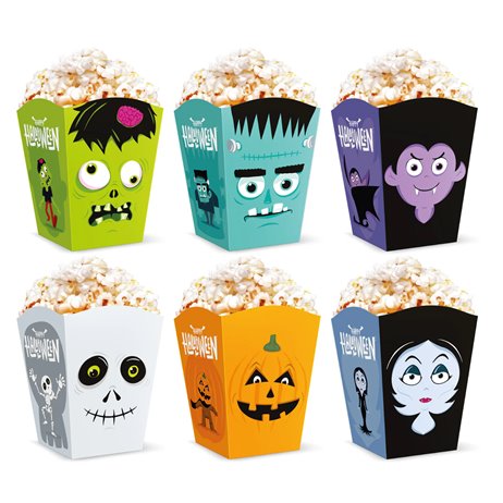 6 st Popcornlådor Monster design