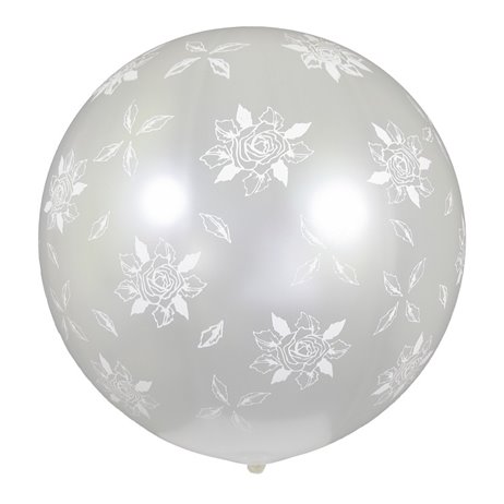 1 st Kämpa ballong "Vita rosor" - 80 cm Pärlvit