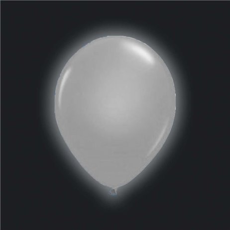 5 st. Ballonger med LED-ljus. - Silver - storlek 11"