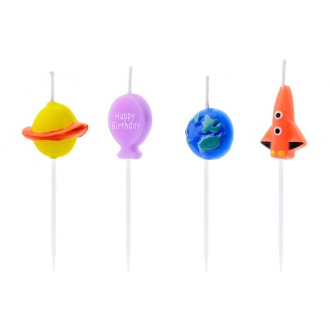 Birthday candles Space, mix, 2-3cm (1 pkt / 4 pc.)