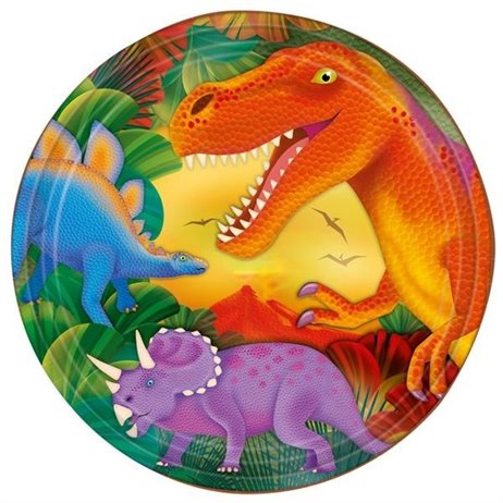 8 st Papp tallrikar Dinosaurier 23 cm