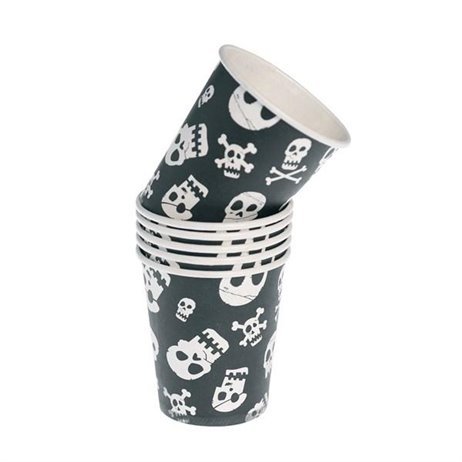 6 st Pappmuggar - Skull 200ml