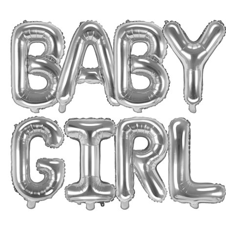 Baby girl - text 14" förpackad i set - silver