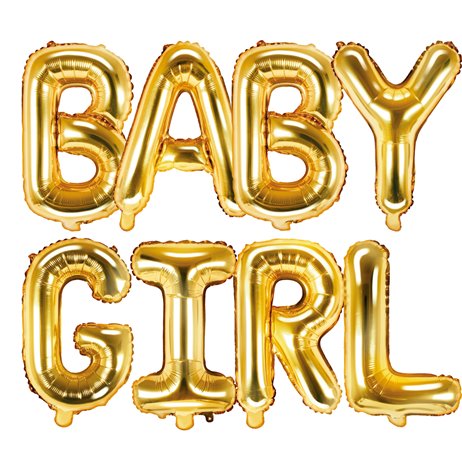 Baby girl - text 14" packad i set - guld