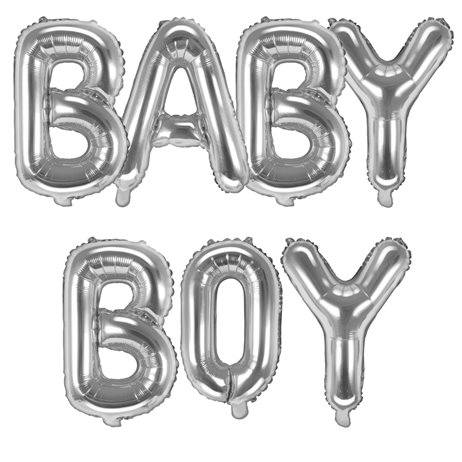 Baby boy - text 14" paket i set - silver