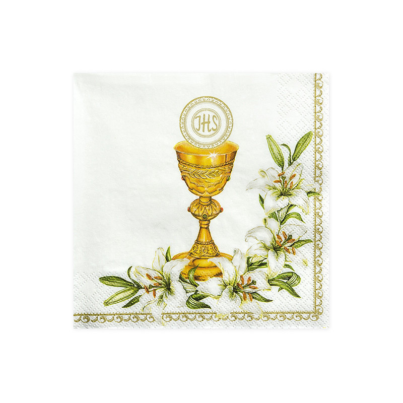 20 st. Chalice Communion - IHS guld frukostservetter