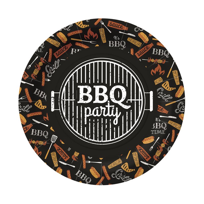 10 st Papp tallrikar BBQ Fest - 23 cm Plastfri