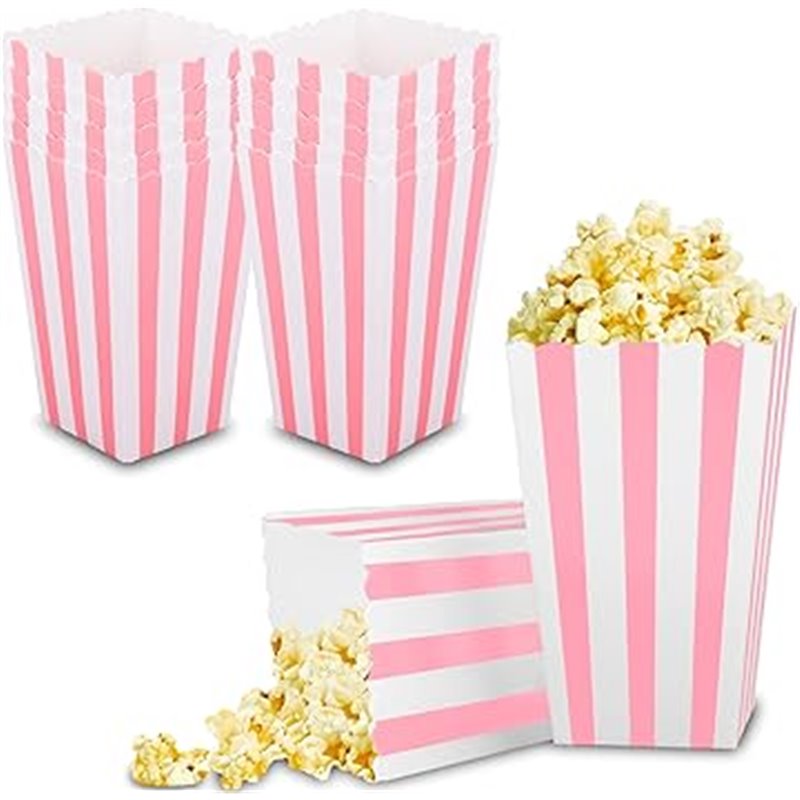 5 st Popcornboxar i rosa och vit Klassisk Design - Lägg Till Extra Feststämning till Ditt Nästa Evenemang