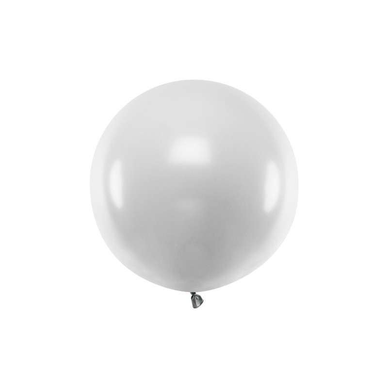 1 St. - 60 cm Rund Festballong i Elegant Metallic Silver Färg