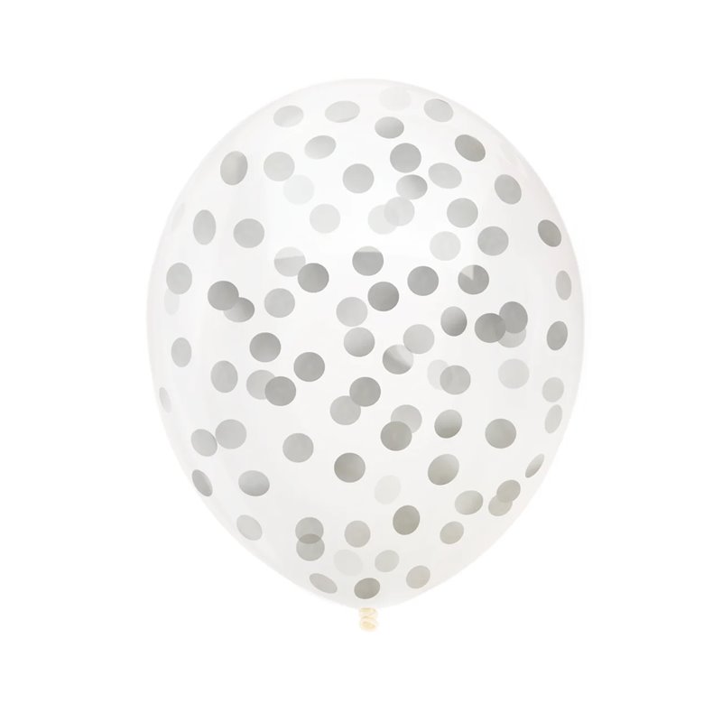 10 st Konfetti ballong - 12" Genomskinliga ballonger med silver konfetti