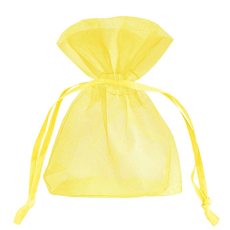 10 st. XL Lyxiga Organza- och Chiffonpåsar i Gul 10x15 cm - Perfekt för Festdekorationer