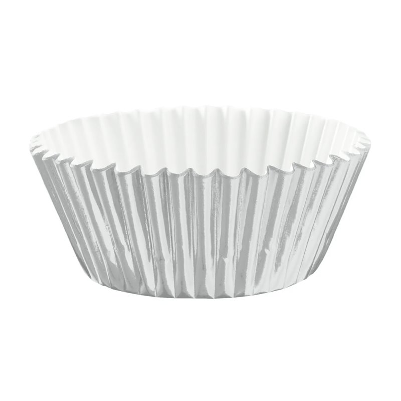 100 st Festliga Metallic Silver Muffinskoppar för Cupcakes