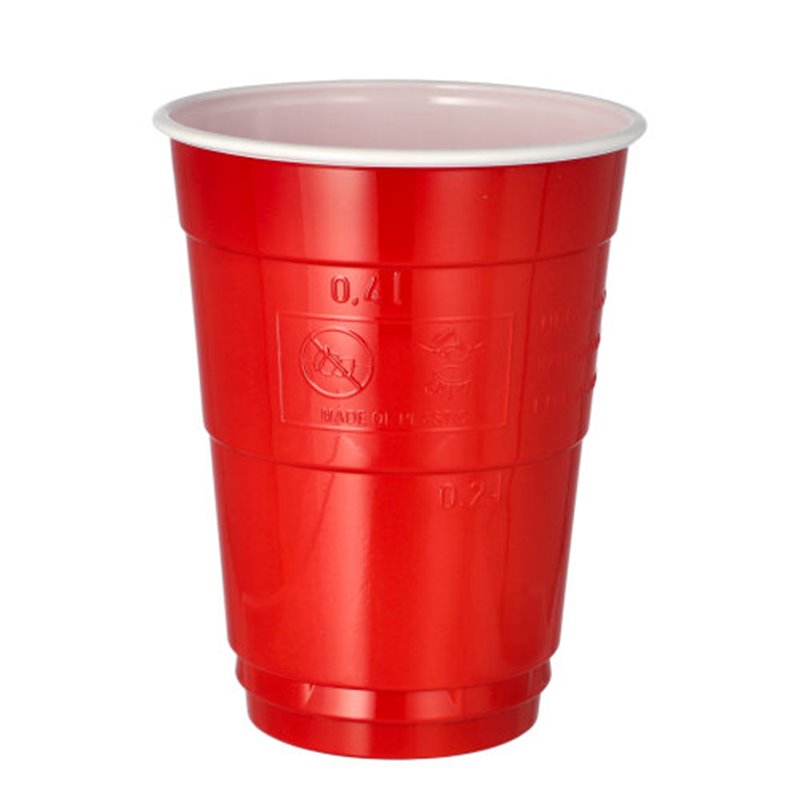 50 st Beer Pong-glas - 400 ml röda vita dricksglas