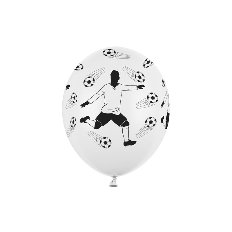 50 st. Ballonger 30cm, Fotbollsspelare och bollar, Pastell Rent Vit (1 pkt/50 st.)