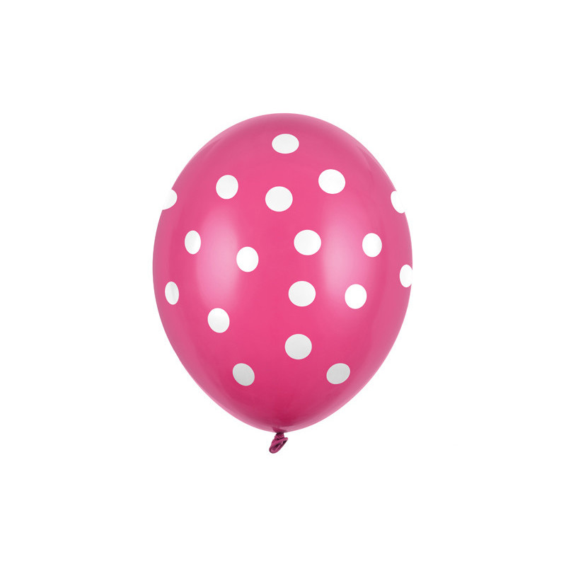 50 st Hot pink ballonger med vita prickar