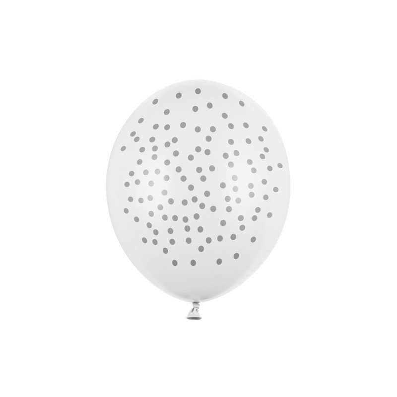 50 st. Ballonger 30cm, Prickar, Pastell Rent Vit (1 pkt / 50 st.)