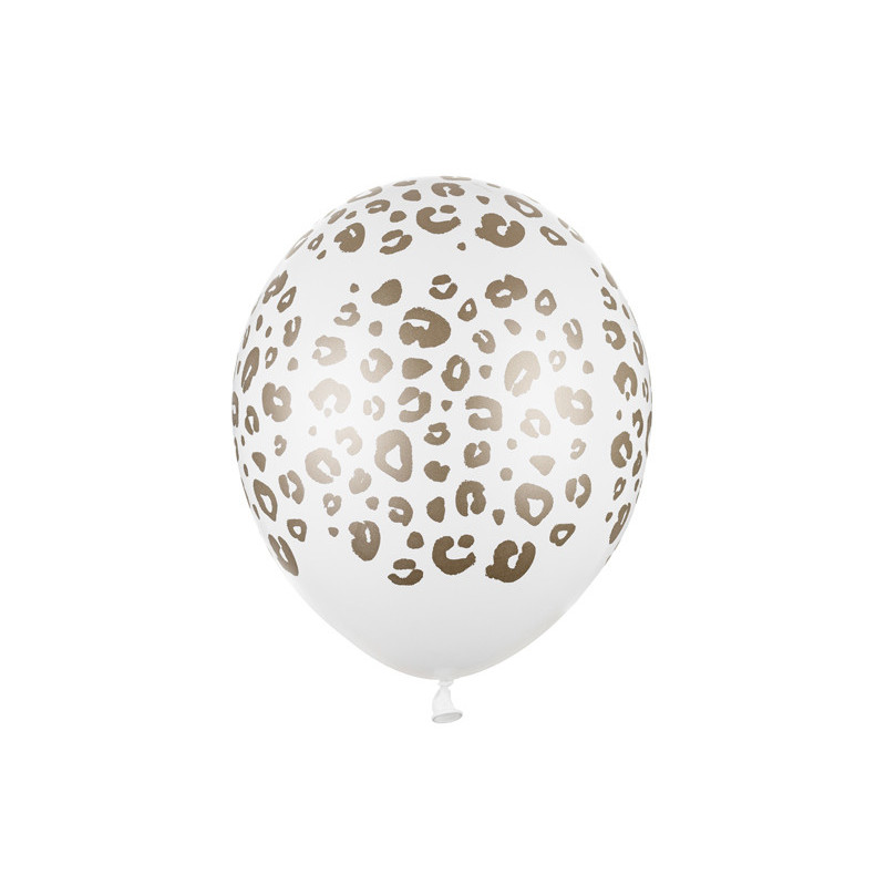 50 st. Pastell Ren Vit Ballonger med Guldtryck, 30 cm