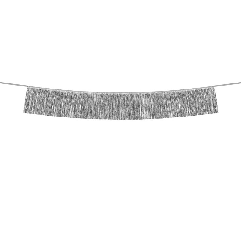 1 st. Silverfärgad Fringe Garland, Storlek: 20 cm x 135 cm