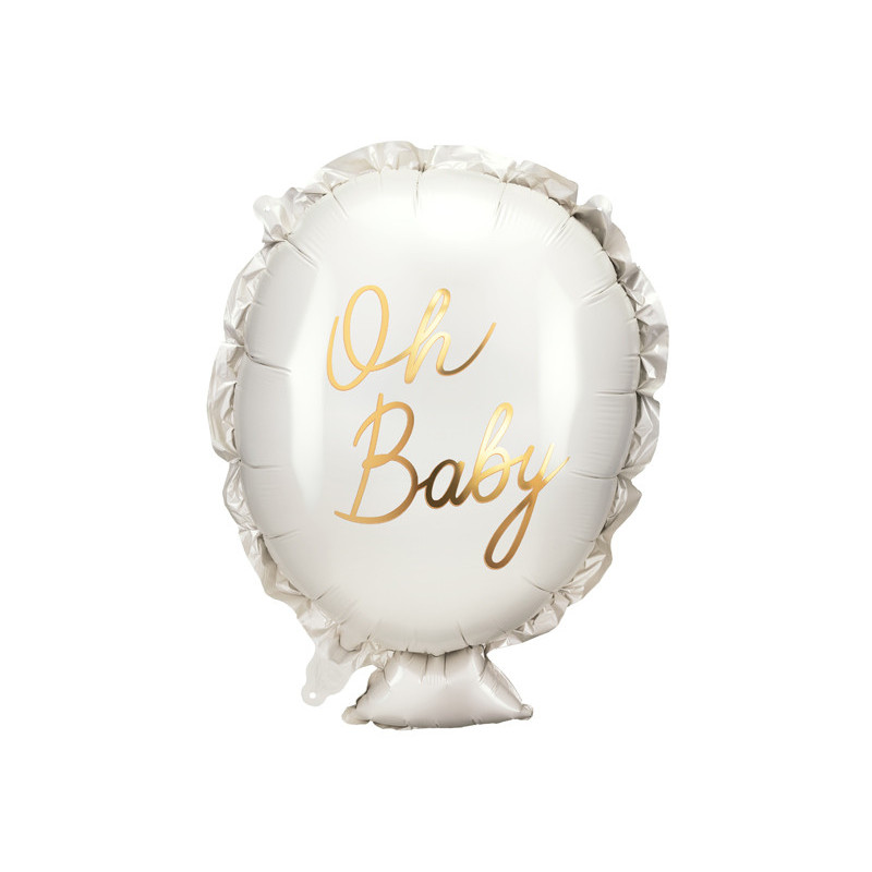 1 st. Färgglad "Oh Baby" folieballong för babyshower eller dop, 53x69 cm före uppblåsning