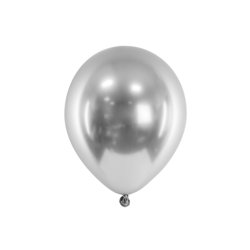 5 st. Glossiga Ballonger i Silverfärg, 46 cm Diameter