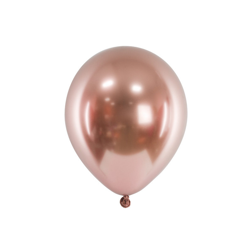 5 st. Glänsande Ballonger i Roséguld, 46 cm Diameter