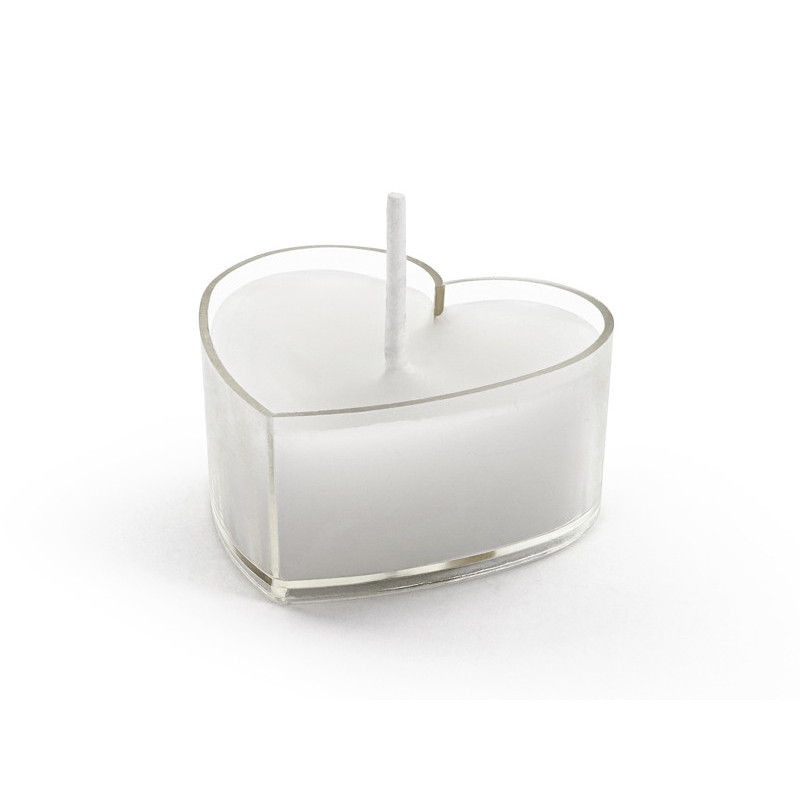 10 st. Hjärtformade Tealight Ljus i Vit, 4 cm