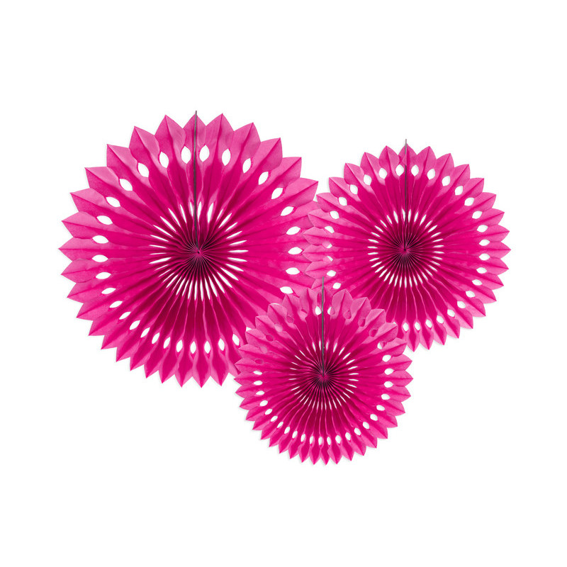 Decorative Rosettes, Dark Pink, 20-30cm (1 pkt / 3 pc.)