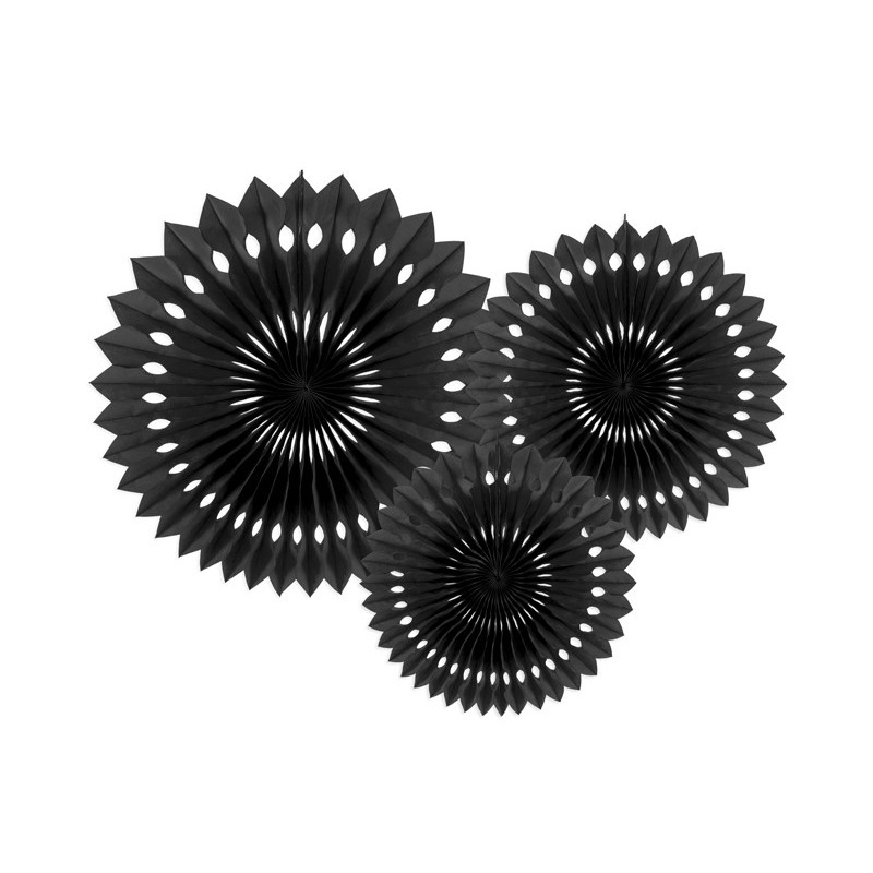 Decorative Rosettes, Black, 20-30cm (1 pkt / 3 pc.)