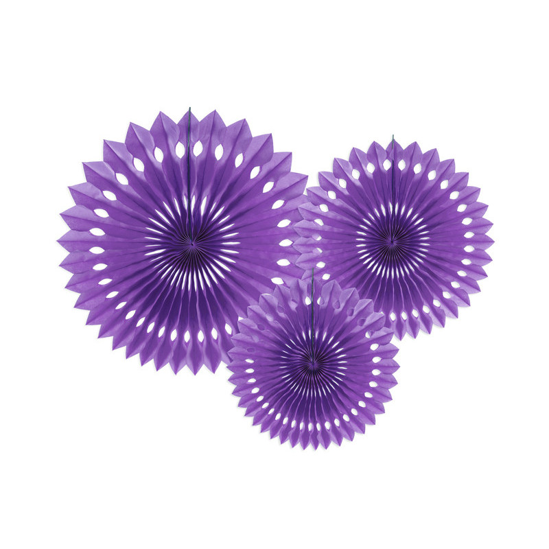 Decorative Rosettes, Purple, 20-30cm (1 pkt / 3 pc.)