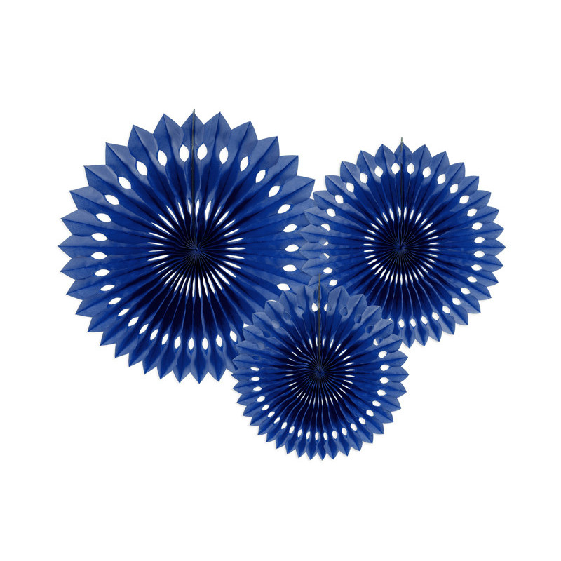 Decorative Rosettes, Navy Blue, 20-30cm (1 pkt / 3 pc.)