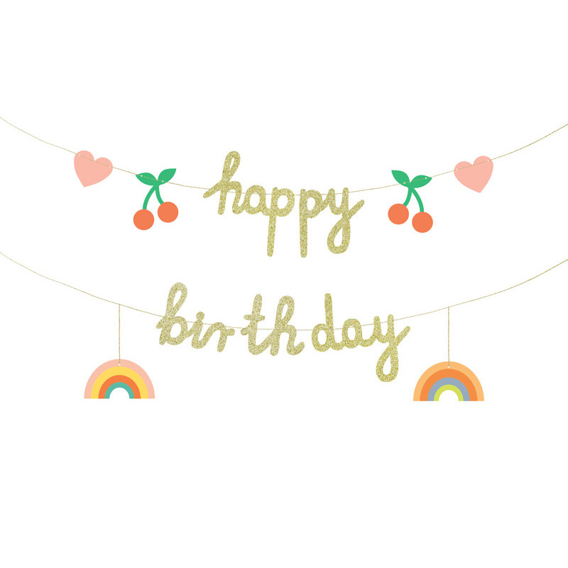 Banner Happy Birthday, mix, 100x18 cm