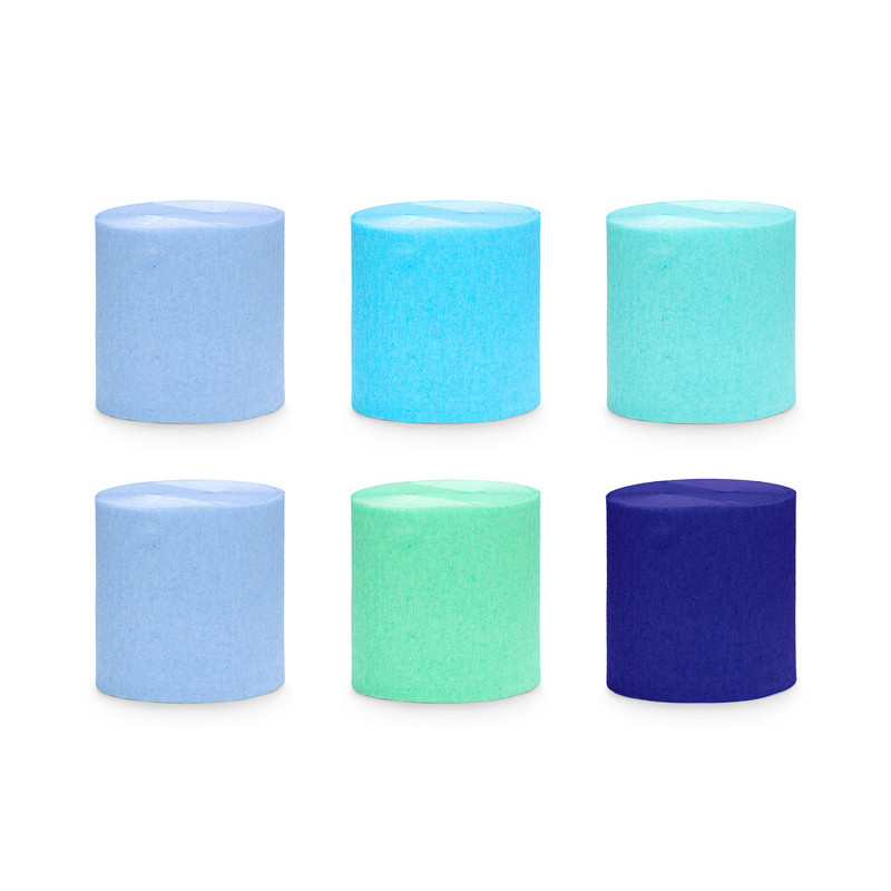 Crepe Paper 5cm/10m, set of 6 pcs., blue-green mix (1 pkt / 6 pc.)