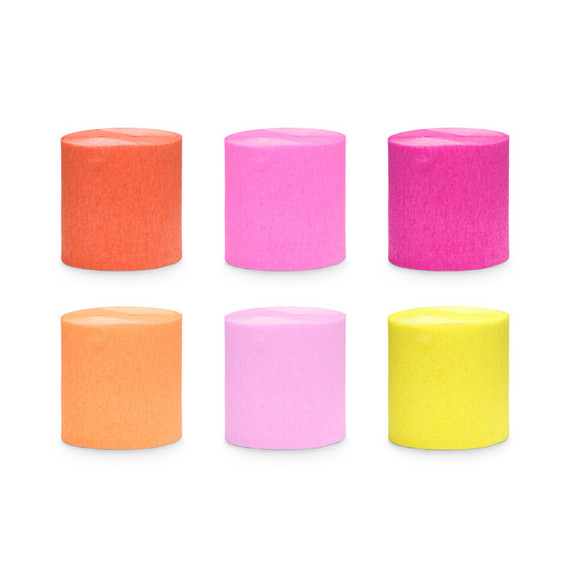 Crepe Paper 5cm/10m, set of 6 pcs., summer colors mix (1 pkt / 6 pc.)