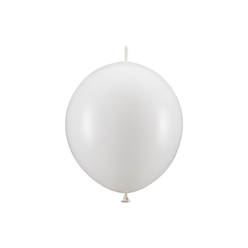 20 st. länkballonger i metallic pure white, 28 cm i diameter, perfekt för festdekorationer