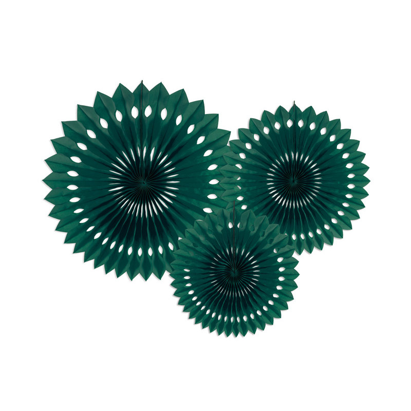 Decorative Rosettes, Dark Green, 20-30cm (1 pkt / 3 pc.)