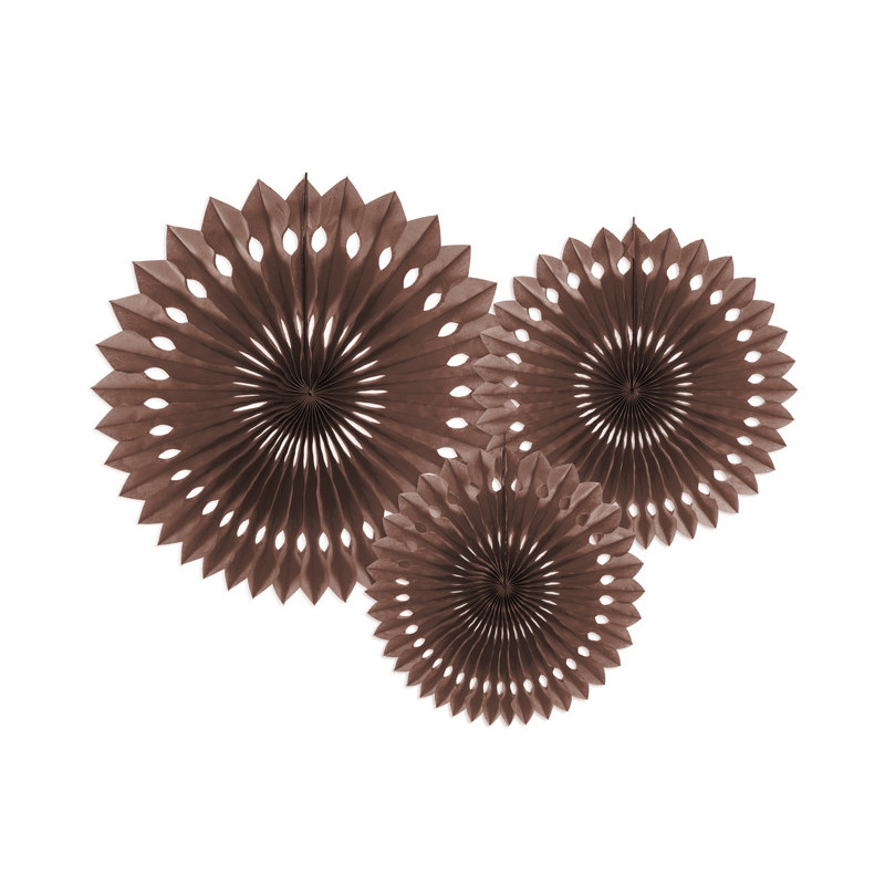 Decorative Rosettes, Brown, 20-30cm (1 pkt / 3 pc.)