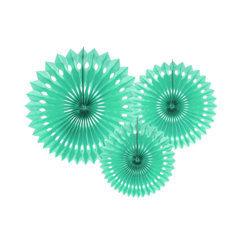 Decorative Rosettes, Mint, 20-30cm (1 pkt / 3 pc.)