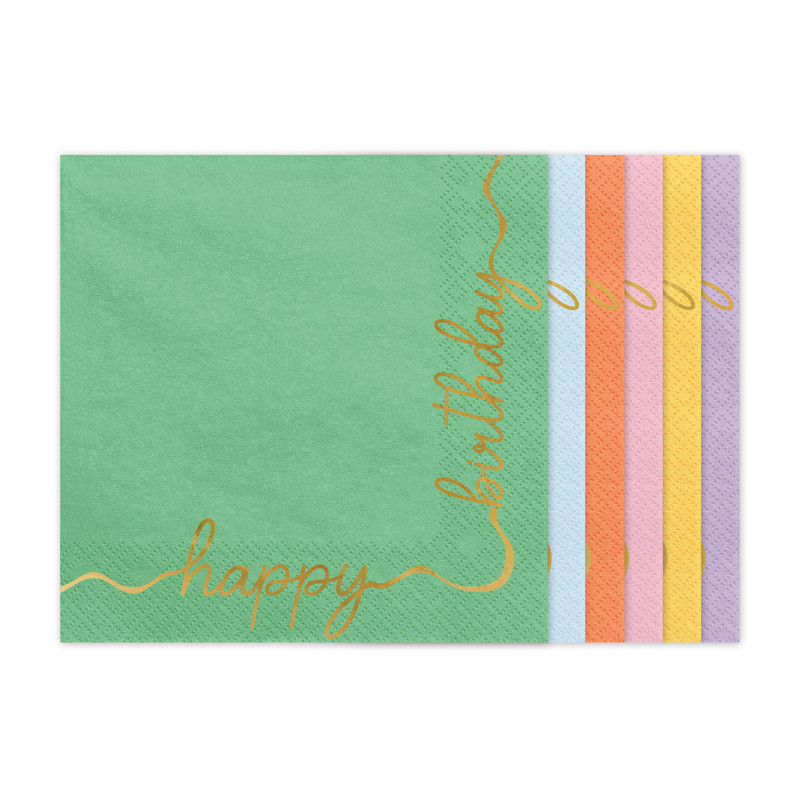 Paper napkins Happy Birthday, mix, 33x33 cm (1 pkt / 12 pc.)