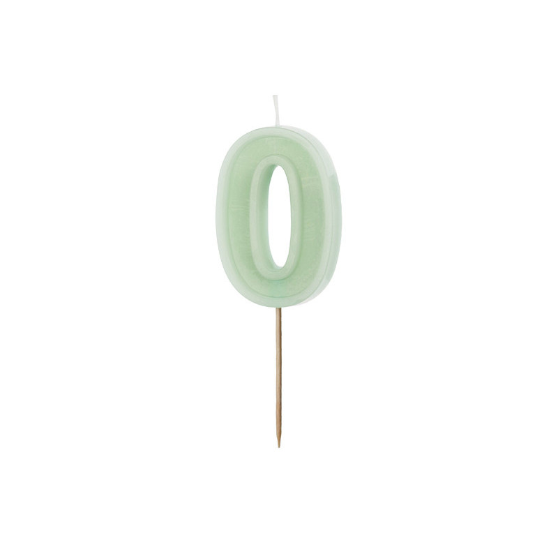 Birthday candle Number 0, green, 6 cm