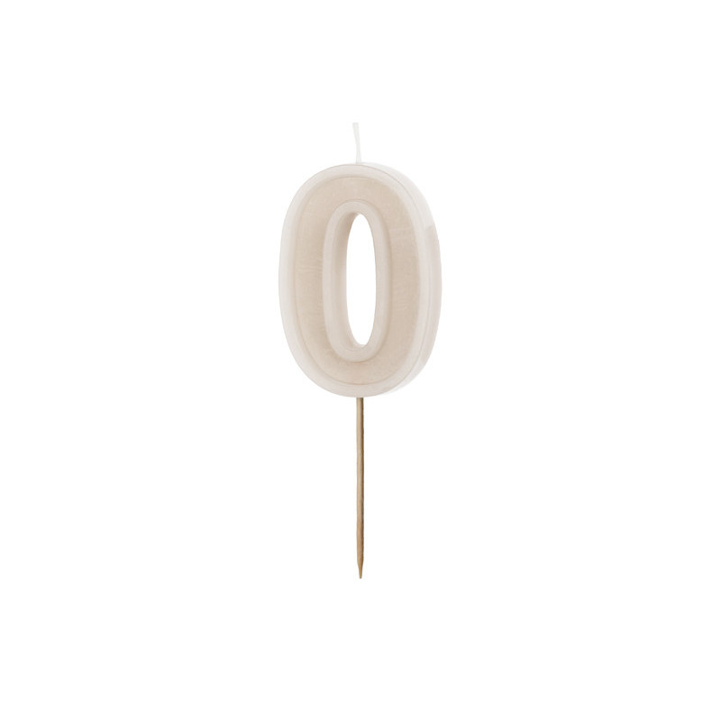 Birthday candle Number 0, warm grey, 6 cm