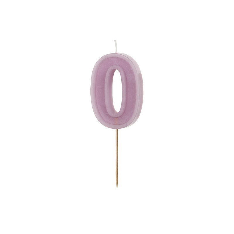 Birthday candle Number 0, violet, 6 cm