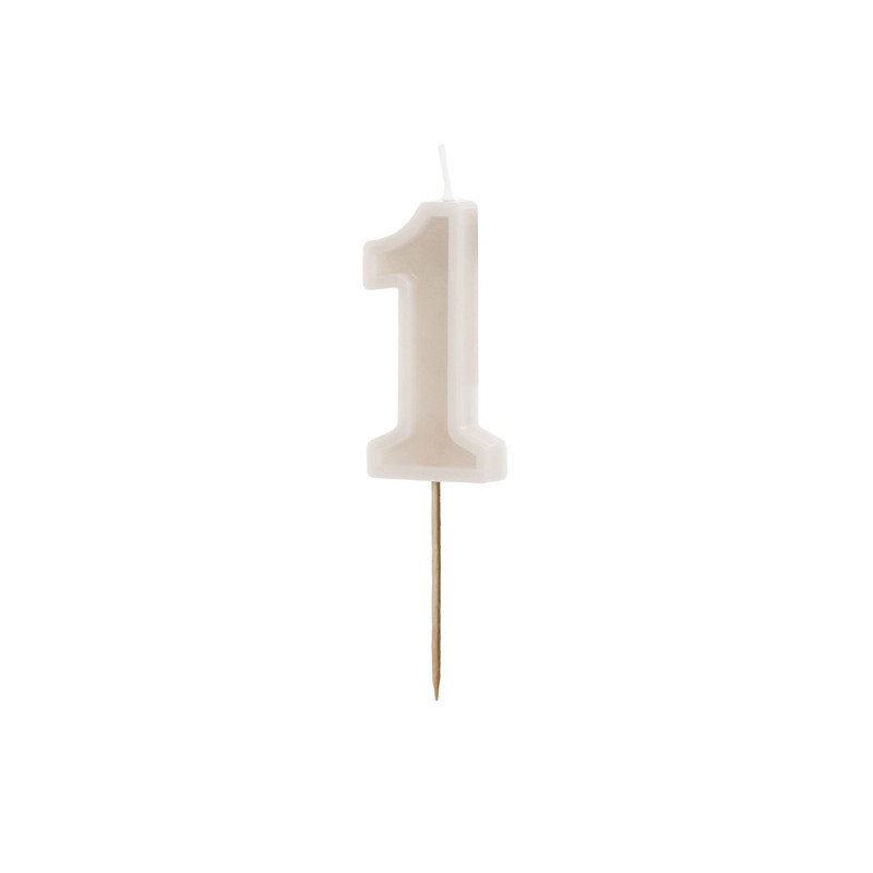 Birthday candle Number 1, warm grey, 6 cm